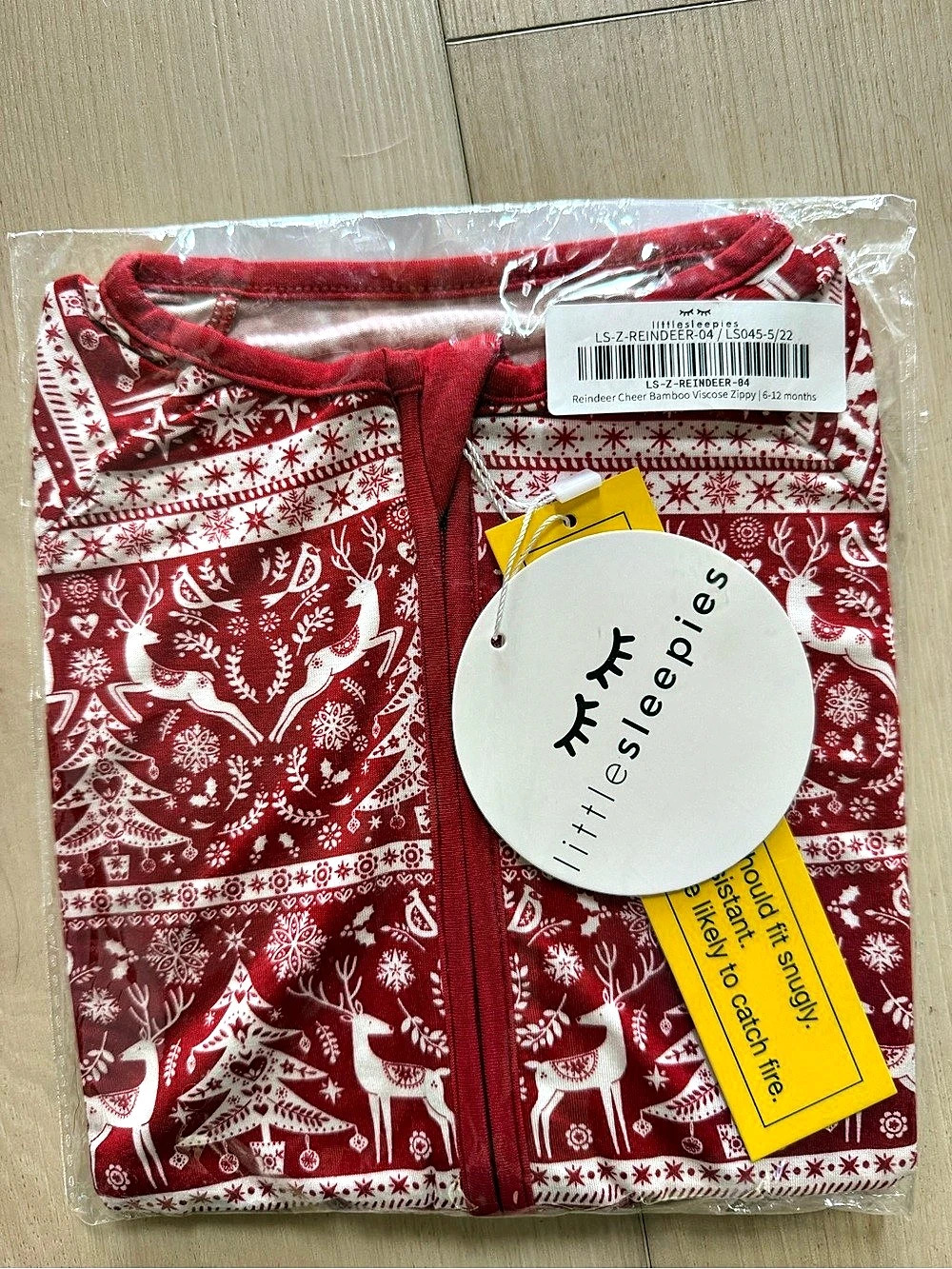 Little Sleepies Deer Cheer Bamboo Viscose Zippy Pajama Set in Red & White